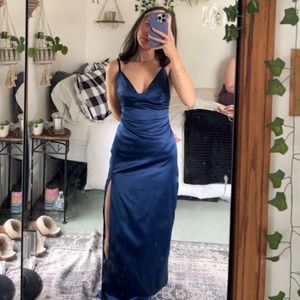Maxi royal blue satin dress. Worn once for prom and that’s it